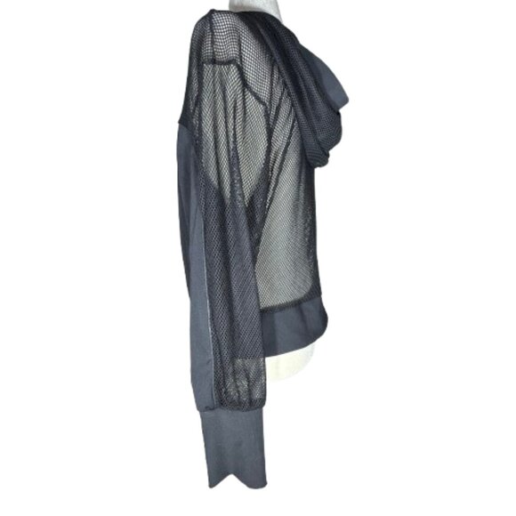 Zyia Active Mesh Winner Hoodie Sweatshirt Women's Size Medium Black Long Sleeve - Picture 3 of 7